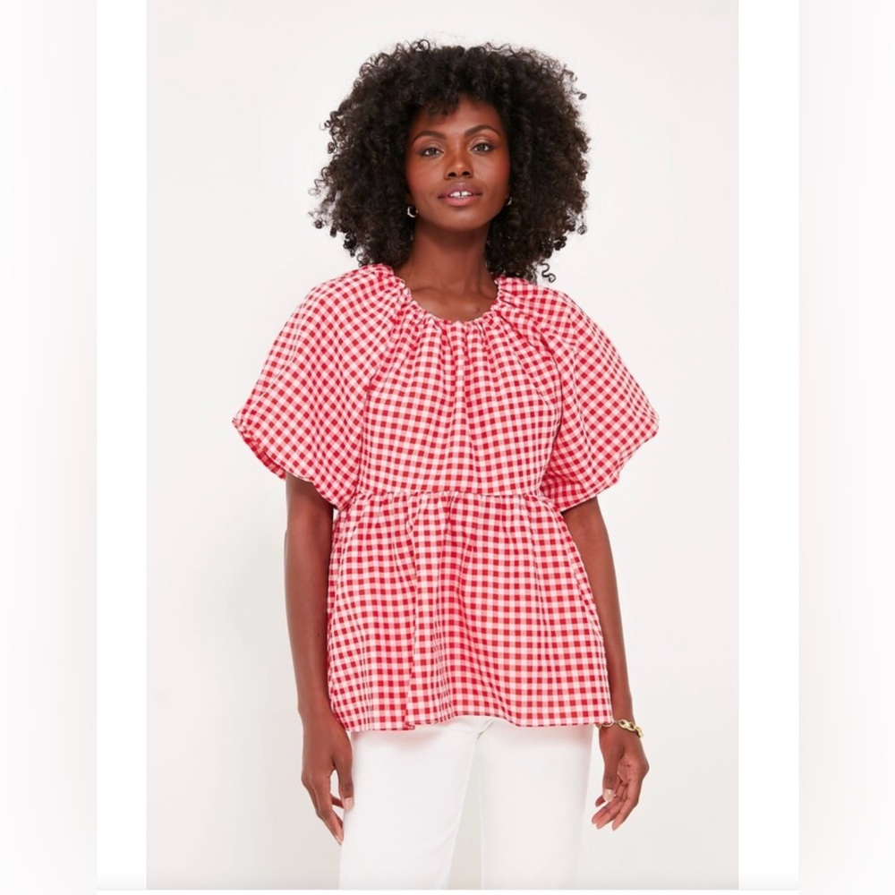 NWT Hyacinth House via Tuckernuck Pink and Red Gingham Hadley Blouse, XS